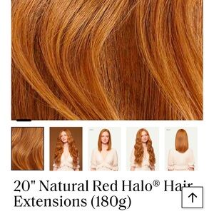 Unopened: 20” Natural Red Halo Hair Extensions. Clip ins